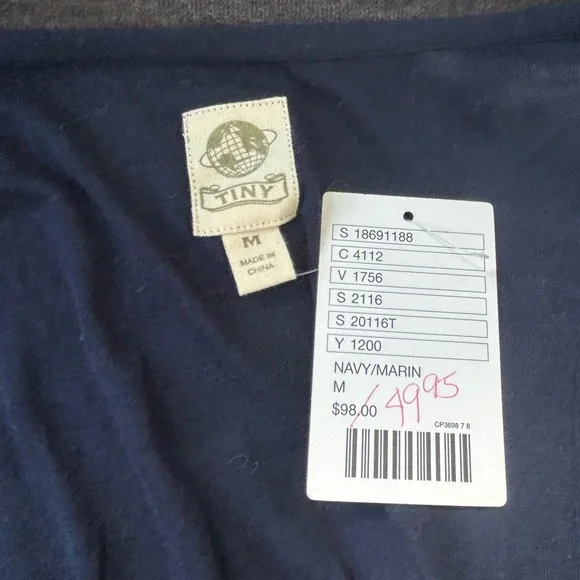 NWT: Anthropologie Tiny Brand Blue V Neck Cardigan with Lace Detail - Picture 4 of 7